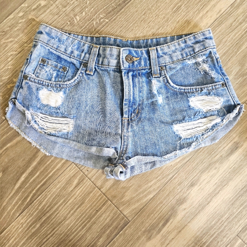 CARMAR | Distressed Low-Rise Jean Shorts